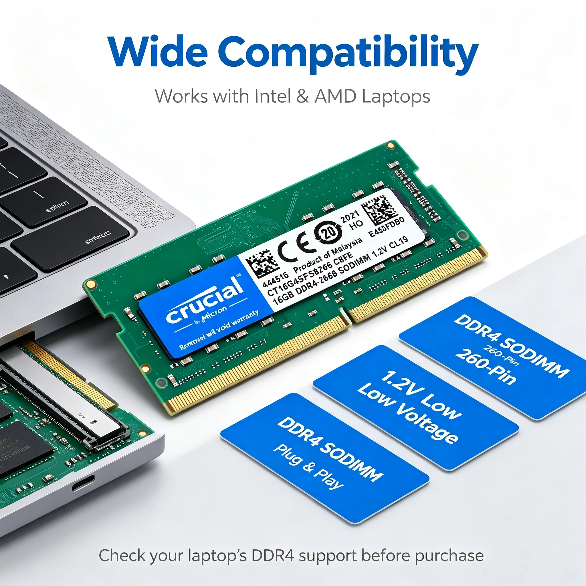 แรมสำหรับแล็ปท็อป Crucial DDR4 - Ddr4 3200 16Gb บทวิจารณ์และราคา