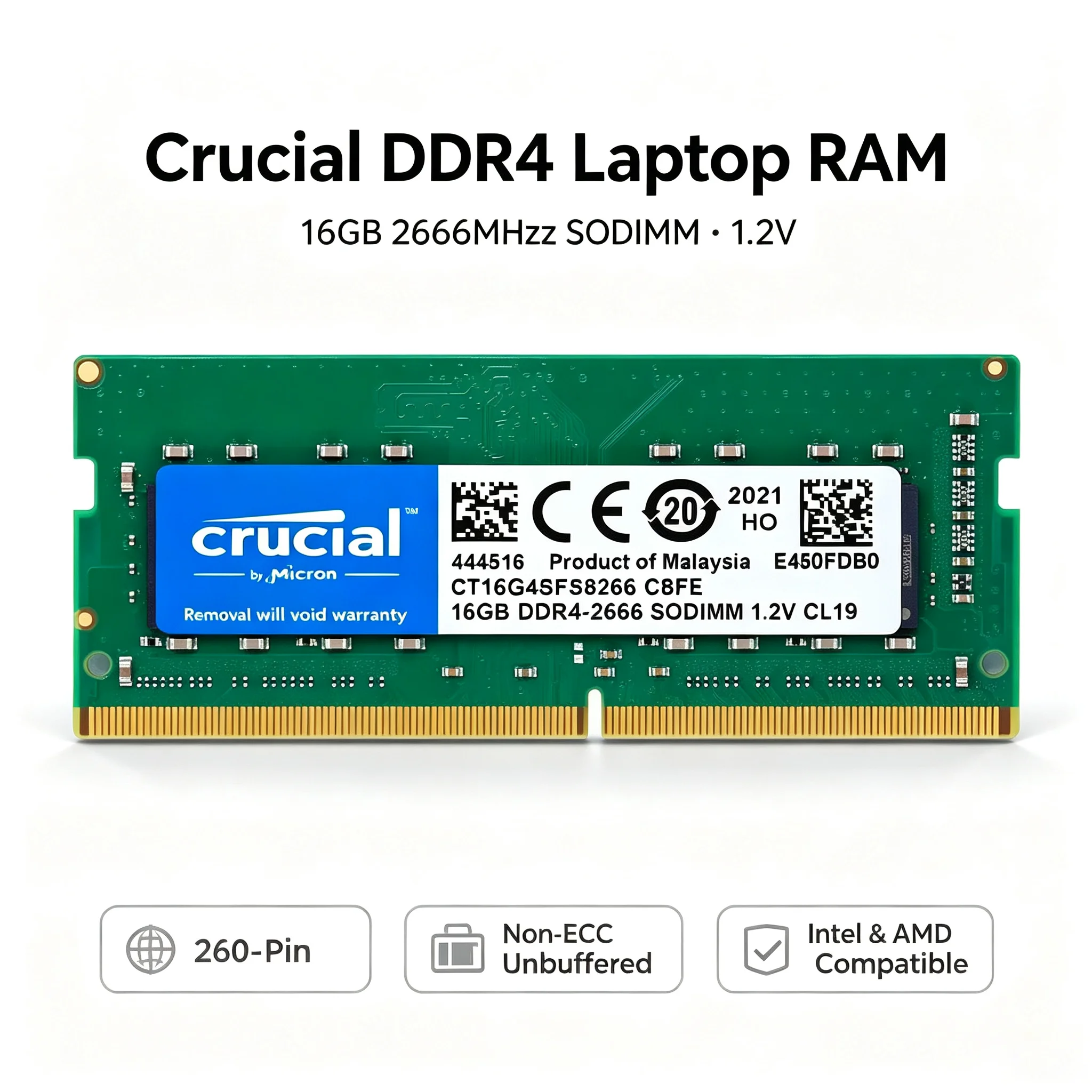 Crucial แรมสำหรับแล็ปท็อป DDR4 - Ddr4 3200 16Gb บทวิจารณ์และราคา
